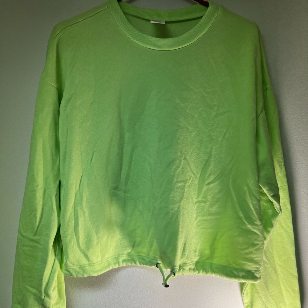 Lime green log sleeve NOBO shirt with draw string bottom